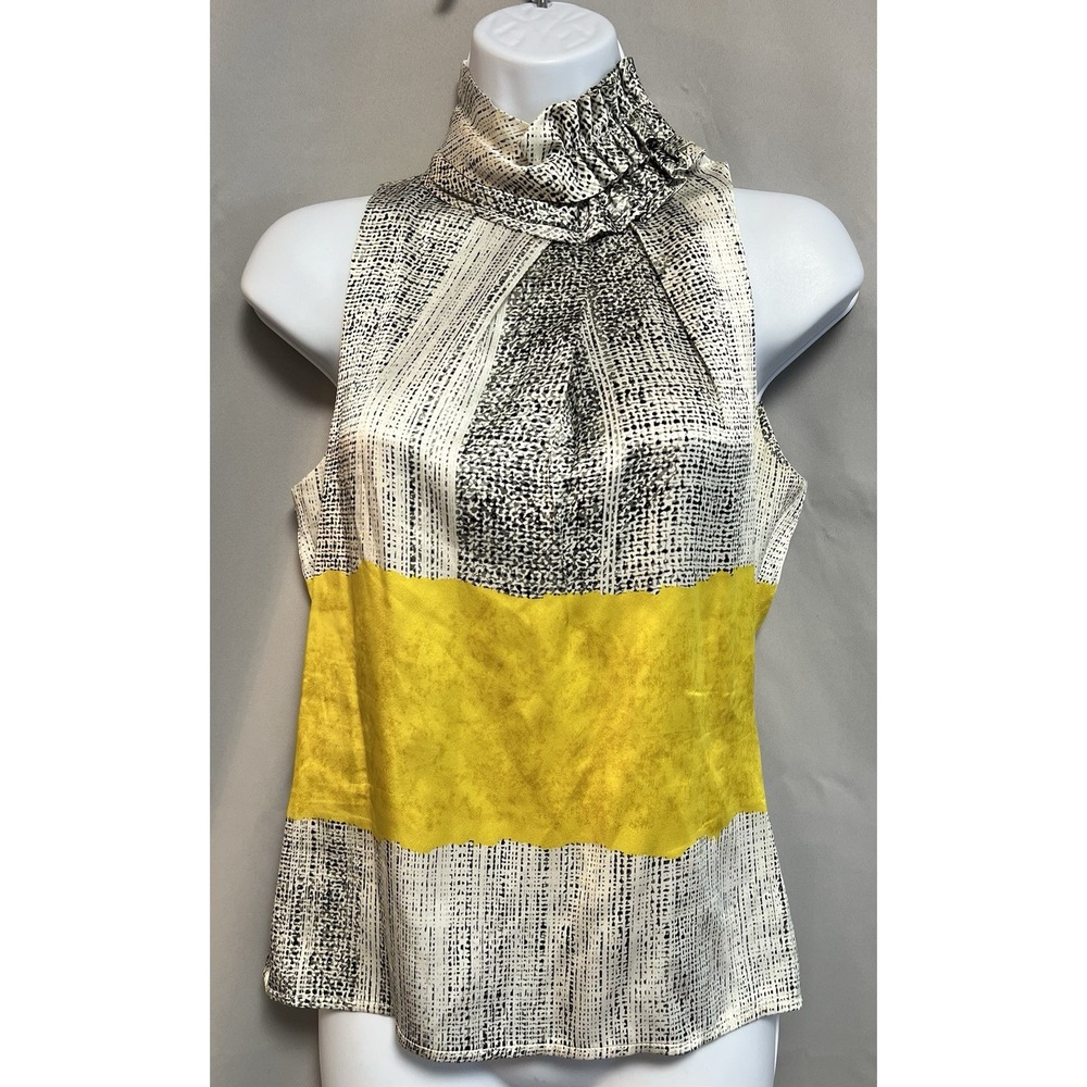 Etcétera Top Tank Turtle Neck Sz 0 100% Silk Multicolor Women's